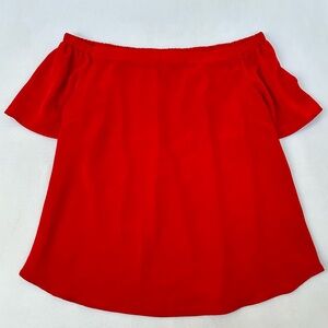 Monteau Off The Shoulder Flowy Top Vibrant Red Short Sleeve Shirt Womens Size XL